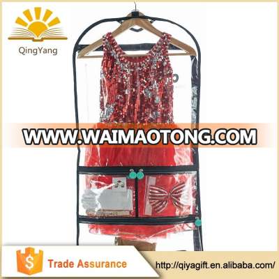 custom dustproof transparent pvc garment bags for gowns with pockets